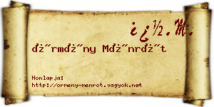 Örmény Ménrót névjegykártya